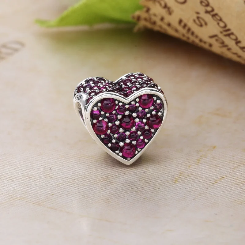 (bilde for) Pandora Heart silver charm with pink cubic zirconia - 792069PCZ - Vis 2
