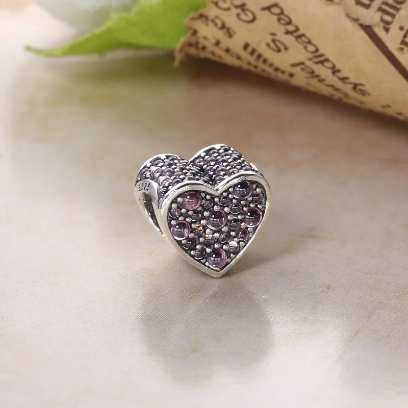 (bilde for) Pandora Heart silver charm with pink cubic zirconia - 792069PCZ - Vis 3