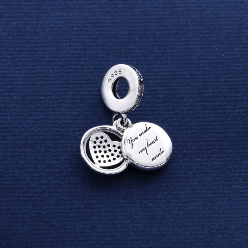 (bilde for) Pandora Hjerte sølv dingler med klar cubic zirconia og rosa emalje - 792149EN24 - Vis 3