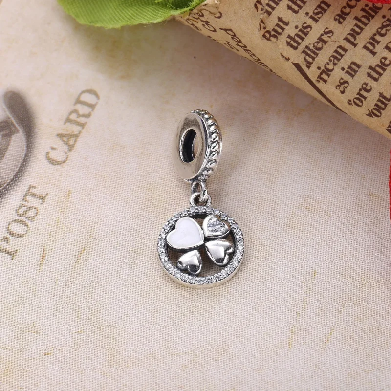 (bilde for) Pandora Hjerte sølv dingler med klar cubic zirconia og sølv emalje - 792104CZ - Vis 3