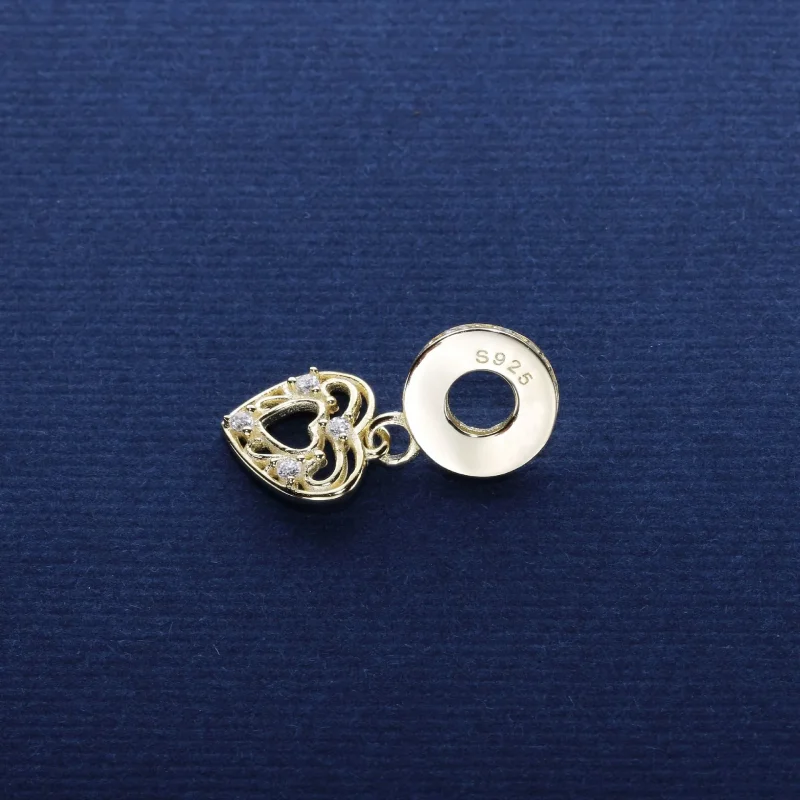 (bilde for) Pandora Hjertegull dingler med klare cubic zirconia - 751001CZ - Vis 3