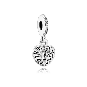(bilde for) Pandora Hjertehengelås sølv dingler med klare cubic zirconia - 791876CZ