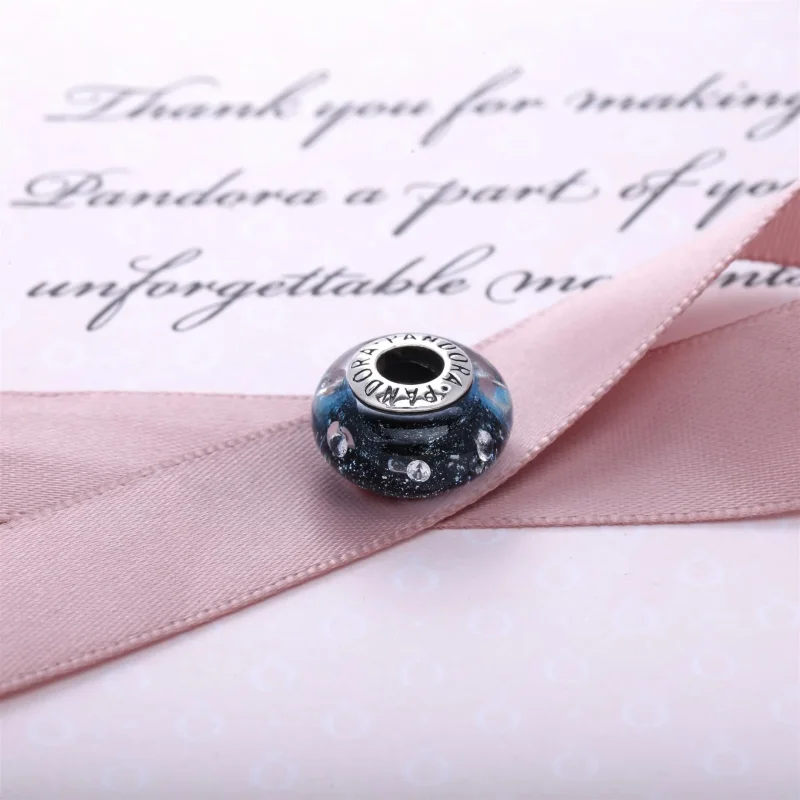 (bilde for) Pandora Iridescent Blue Fizzle Glass Charm - 791627CZ - Vis 2