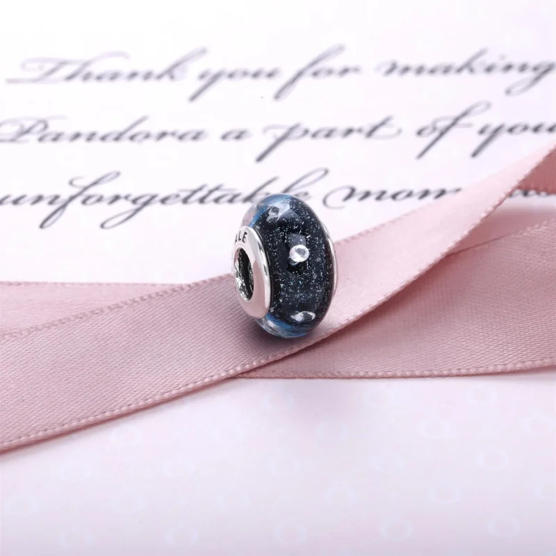 (bilde for) Pandora Iridescent Blue Fizzle Glass Charm - 791627CZ - Vis 3