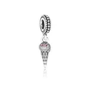 (bilde for) Pandora Iskrem sølv dingler med klare og røde cubic zirconia - 791710CZR