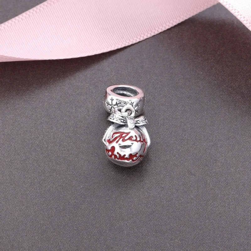 (bilde for) Pandora Julepryd sølv dingler med klar cubic zirconia og rød emalje - 792008CZ - Vis 2