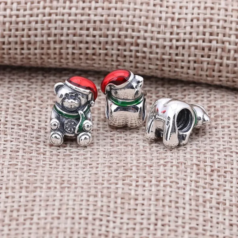 (bilde for) Pandora Julepyntet teddybjørn, charm - 791391ENMX - Vis 2