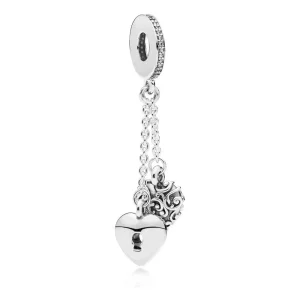 (bilde for) Pandora Kjede hjerter sølv dingler med klare cubic zirconia - 797642CZ