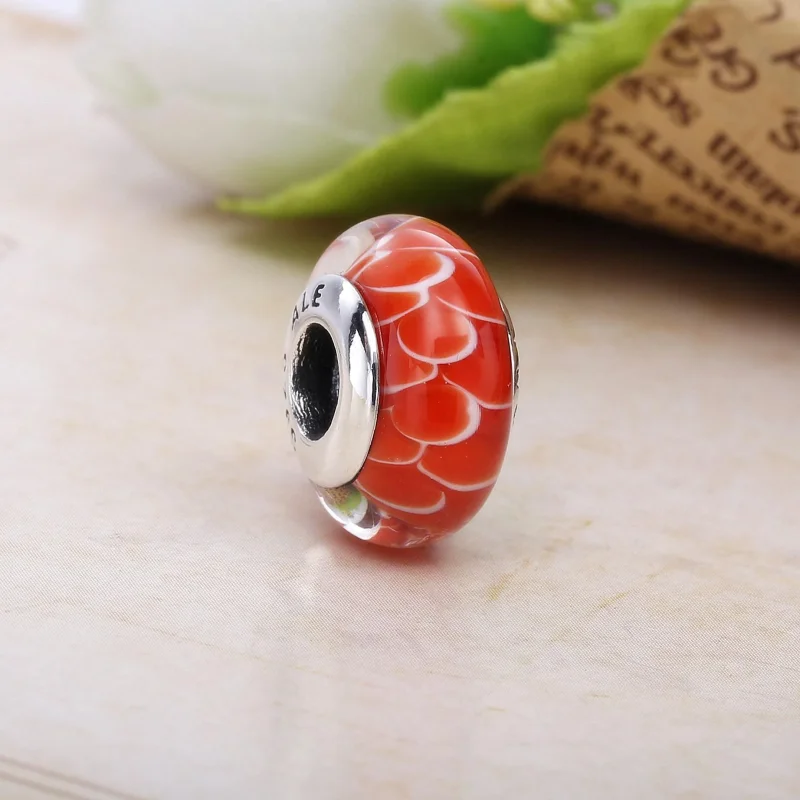 (bilde for) Pandora Koinobori silver charm with white, red and transparent Murano glass - 79 - Vis 2