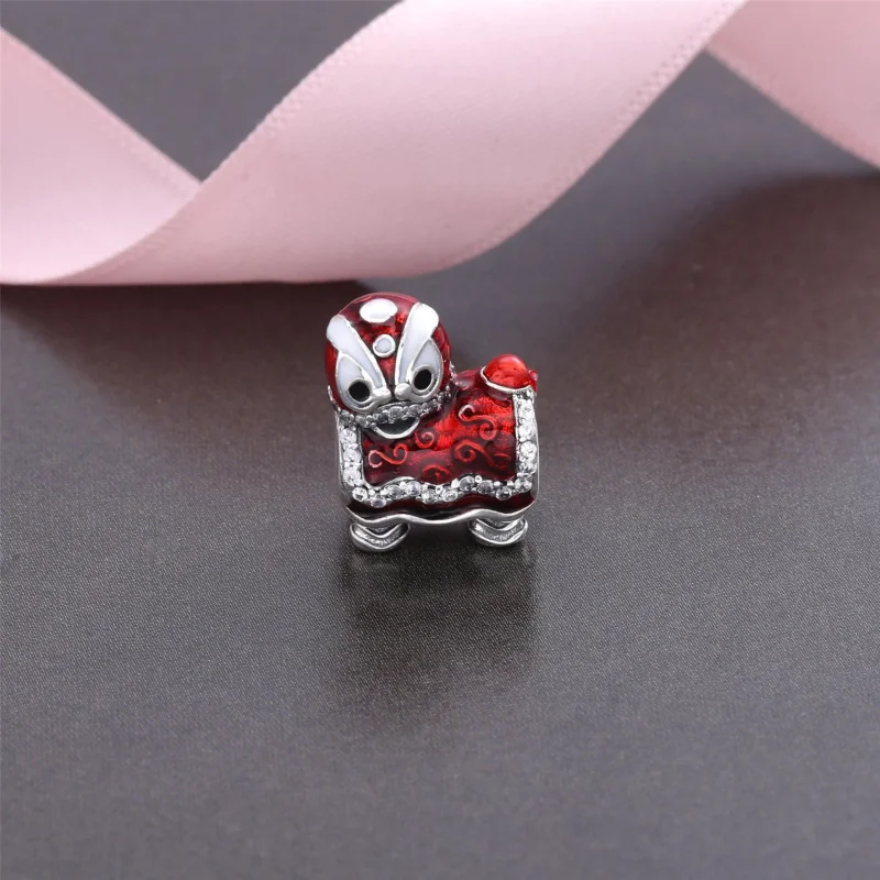 (bilde for) Pandora Lion dance silver charm with clear cubic zirconia, white, black and red - Vis 2