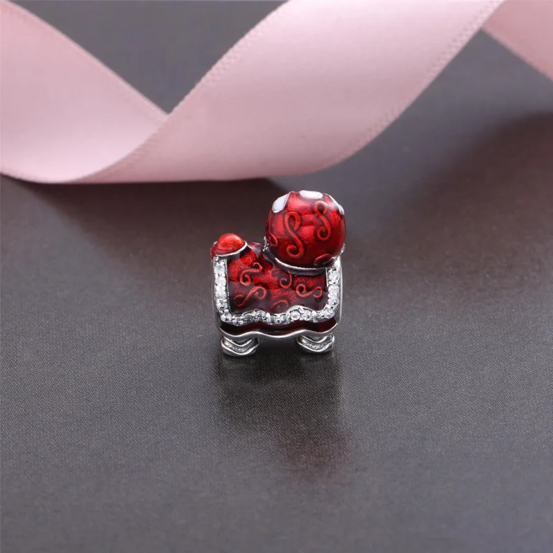 (bilde for) Pandora Lion dance silver charm with clear cubic zirconia, white, black and red - Vis 4