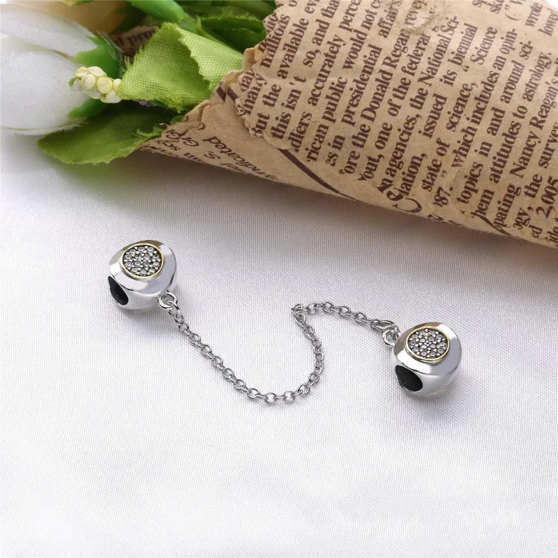 (bilde for) PANDORA logo sølv sikkerhetskjede med 14k og klar cubic zirconia - 796269CZ - Vis 2