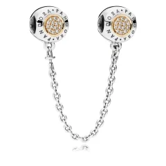 (bilde for) PANDORA logo sølv sikkerhetskjede med 14k og klar cubic zirconia - 796269CZ