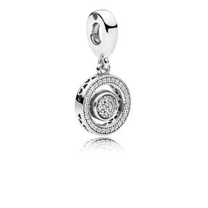 (bilde for) PANDORA-logoen dingler i sølv med klare cubic zirconia - 797430CZ