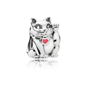 (bilde for) Pandora Lyserosa vinkende katt, charm - 790989EN05