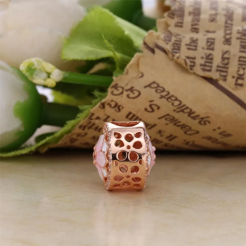 (bilde for) PANDORA Magnolia Bloom Pale Cerise Emalje Rosa CZ Charm - 792085PCZA - Vis 3