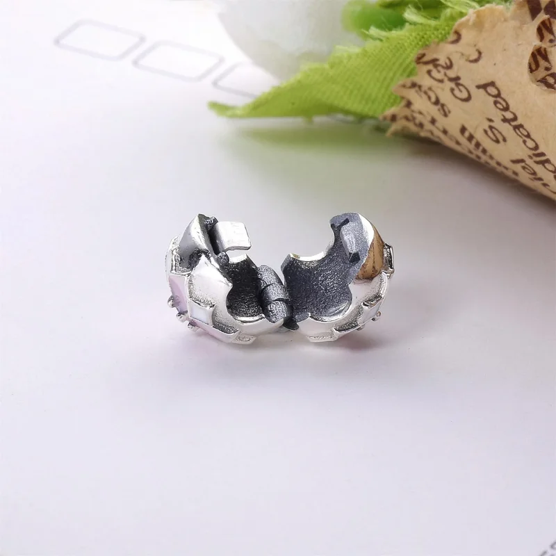 (bilde for) Pandora Magnolia silver clip with pink cubic zirconia, white and shaded pink ena - Vis 3