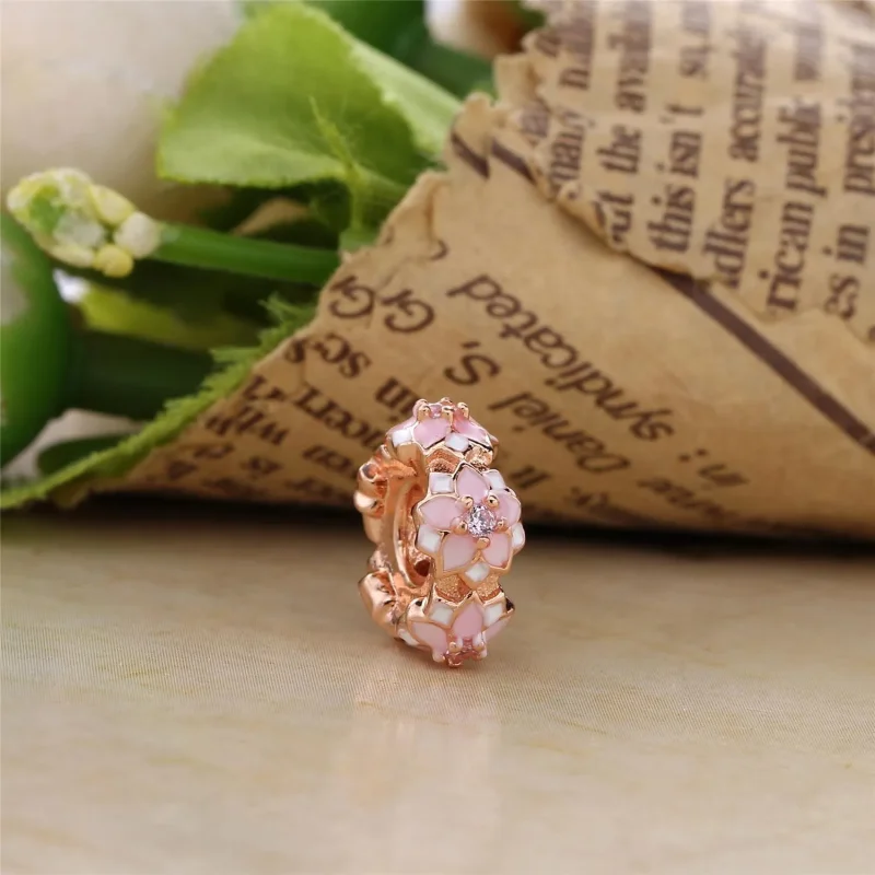 (bilde for) Pandora Magnolia sølv spacer med rosa cubic zirconia, hvit og skyggelagt rosa em - Vis 3
