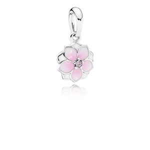 (bilde for) Pandora Magnoliasølv dingler med rosa cubic zirconia, hvit og skyggelagt rosa emalje - 792086PCZ