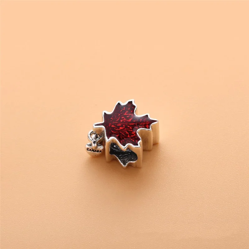 (bilde for) Pandora Maple leaf silver hengende charm with red enamel - 797207EN07 - Vis 3