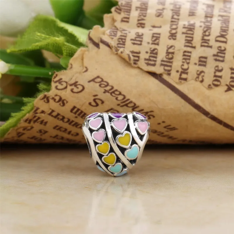 (bilde for) Pandora Multi-colour Hearts Charm - 797019ENMX - Vis 2