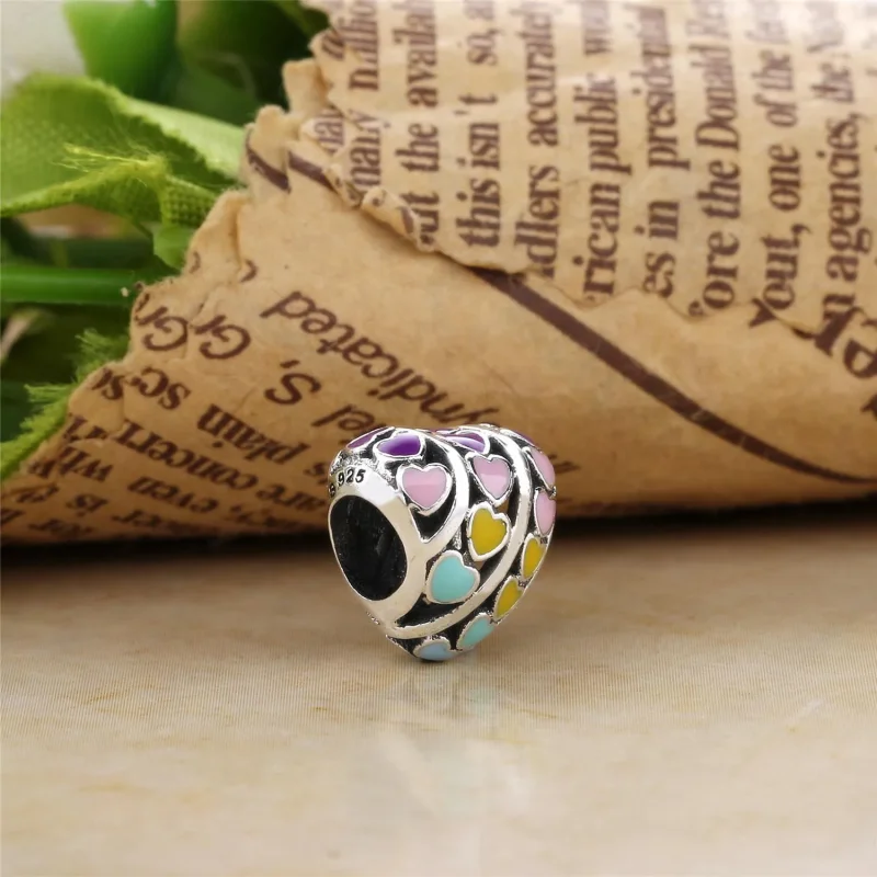 (bilde for) Pandora Multi-colour Hearts Charm - 797019ENMX - Vis 3