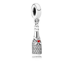 (bilde for) Pandora Musserende vin sølv dingler med klar cubic zirconia og rød emalje - 792152CZ