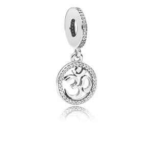 (bilde for) Pandora OM-skilt sølv dingler med klare cubic zirconia - 797584CZ