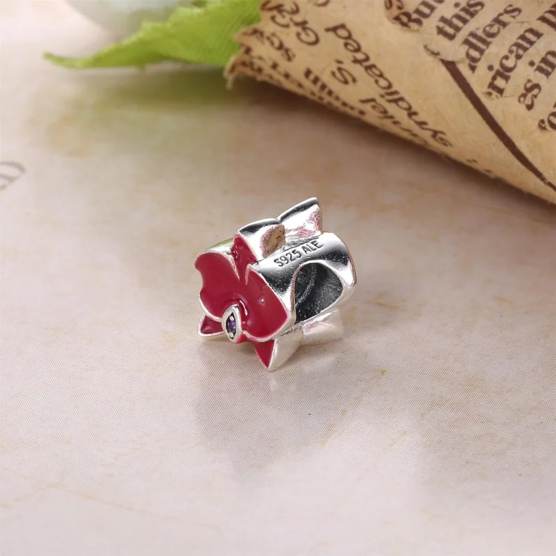(bilde for) Pandora Orchid silver charm with purple cubic zirconia and orchid enamel - 79207 - Vis 3