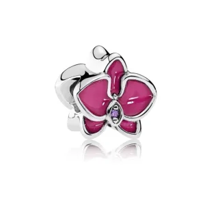 (bilde for) Pandora Orchid silver charm with purple cubic zirconia and orchid enamel - 792074EN69