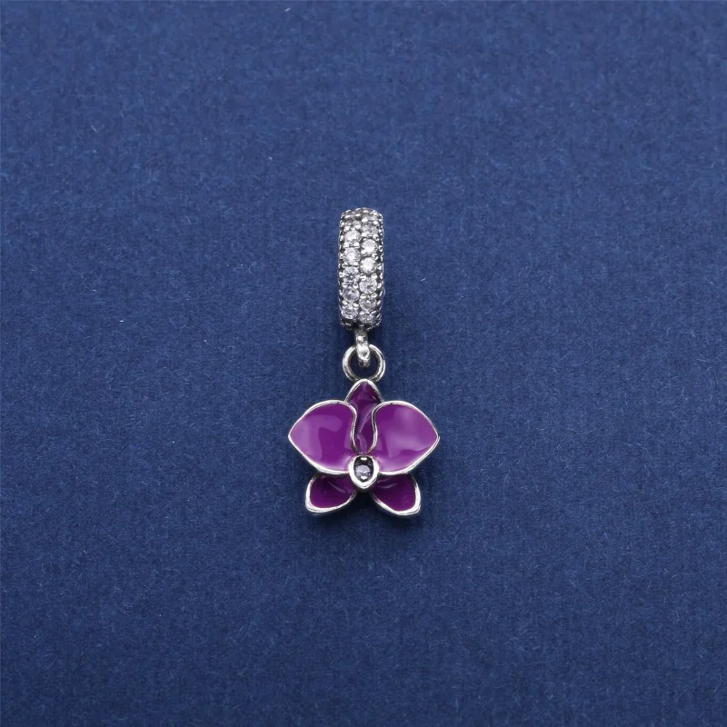 (bilde for) Pandora Orkidé sølv dingler med orkidé cubic zirconia og klar cubic zirconia og - Vis 2