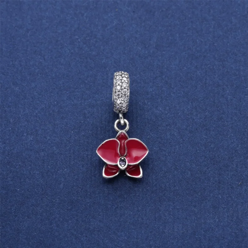 (bilde for) Pandora Orkidé sølv dingler med orkidé cubic zirconia og klar cubic zirconia og - Vis 3