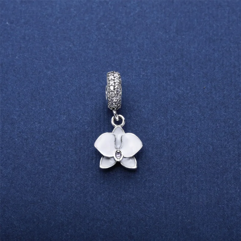 (bilde for) Pandora Orkidé sølv dingler med orkidé cubic zirconia og klar cubic zirconia og - Vis 4