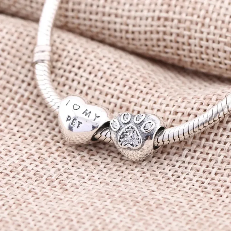 (bilde for) Pandora Paw silver charm with cubic zirconia - 791713CZ - Vis 2