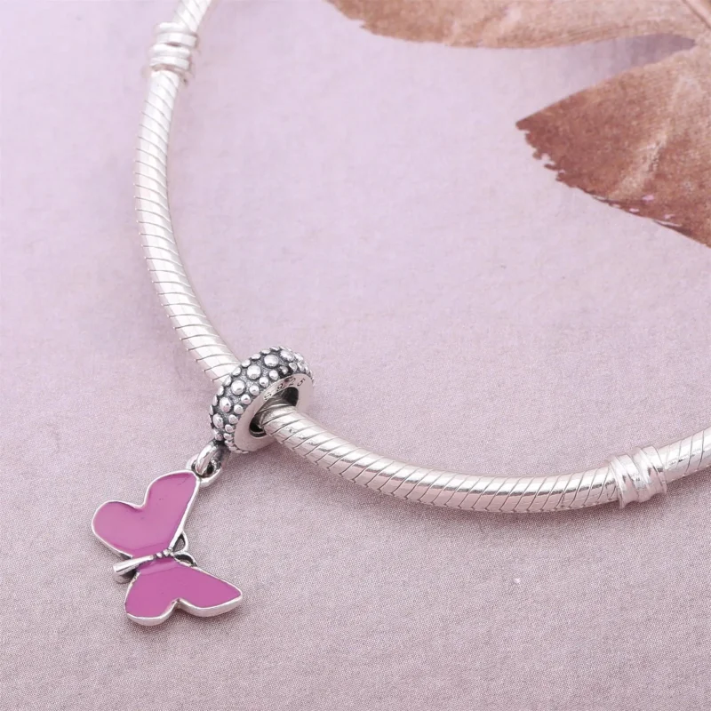 (bilde for) PANDORA Pink Butterfly Dingle - PJ00113-1 - Vis 4