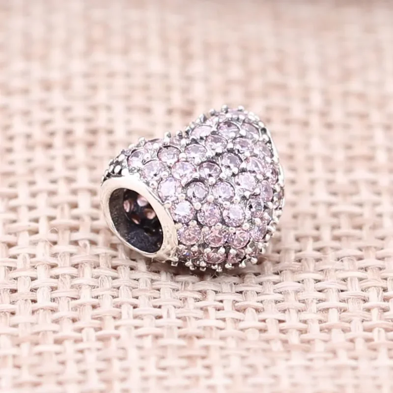 (bilde for) Pandora Pink Pavé Heart Charm - 791052PCZ - Vis 2