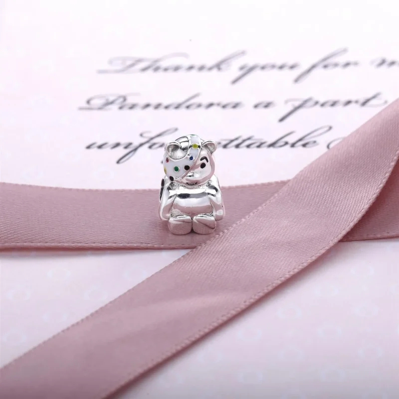 (bilde for) Pandora Pudsey Bear silver charm with mixed enamel colours - 791990ENMX - Vis 2