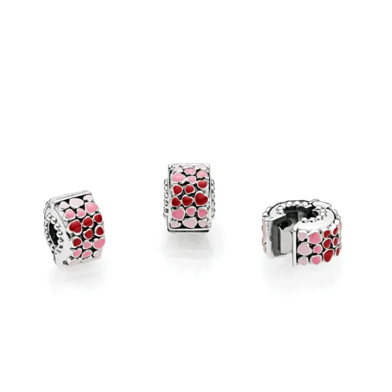 (bilde for) Pandora Røde og rosa Hjerter Charm - 796594ENMX - Vis 2