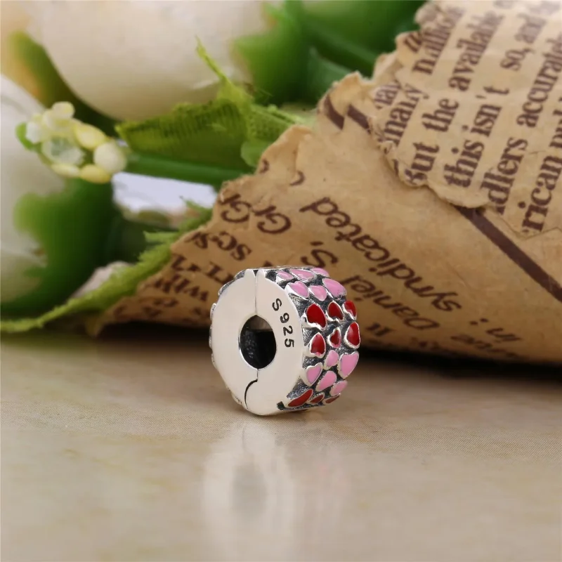 (bilde for) Pandora Røde og rosa Hjerter Charm - 796594ENMX - Vis 3