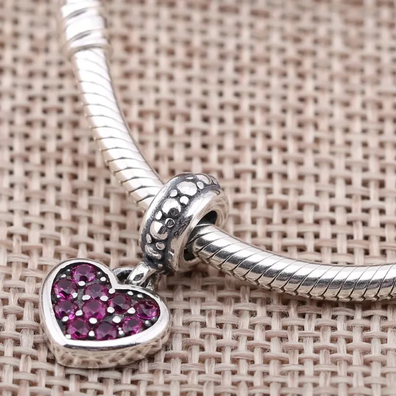 (bilde for) Pandora Rødt, pavé hengende hjerte, hengende charm - 791023CZR - Vis 2