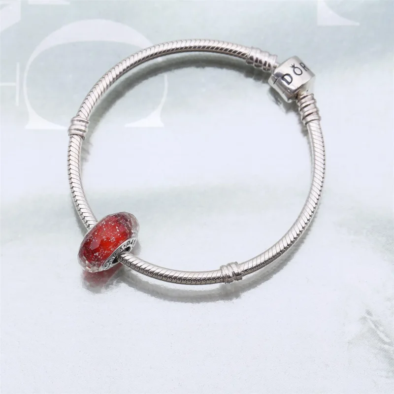 (bilde for) Pandora Red Shimmer Glass Charm - 791654 - Vis 2