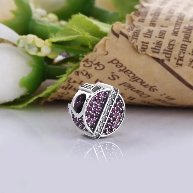 (bilde for) Pandora Red Shimmering Gift Charm - 792006CZR - Vis 3
