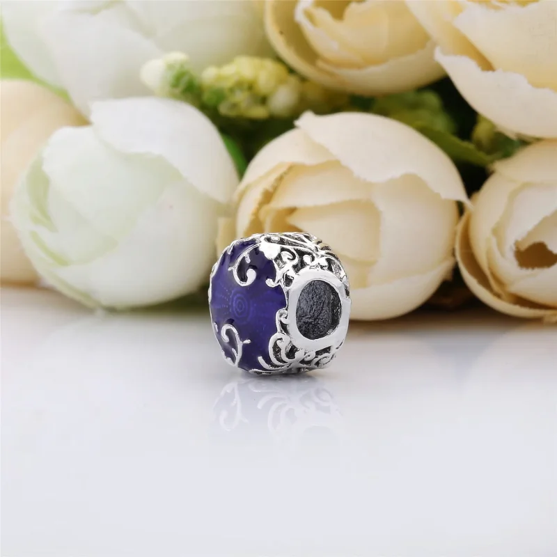 (bilde for) Pandora Regal pattern silver charm with purple enamel - 797607EN13 - Vis 4