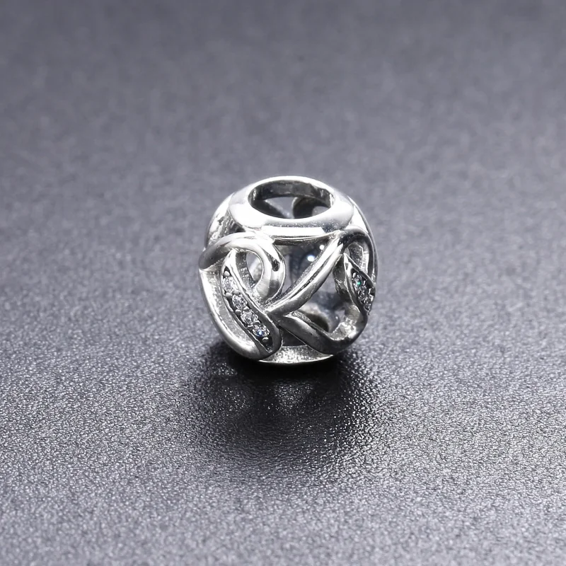 (bilde for) Pandora Ribbon heart silver charm with clear cubic zirconia - 792046CZ - Vis 3