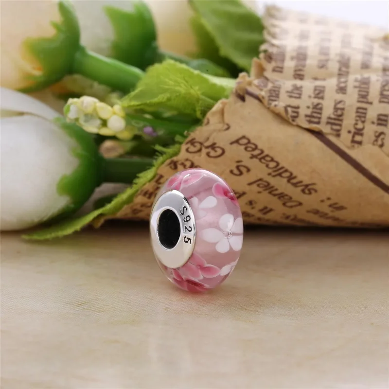 (bilde for) PANDORA Rosa blomst Glass Murano Charm - 791652A - Vis 2