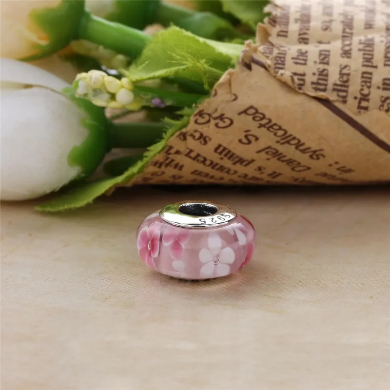 (bilde for) PANDORA Rosa blomst Glass Murano Charm - 791652A - Vis 3