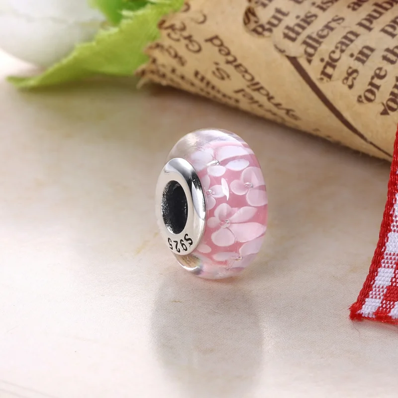(bilde for) PANDORA Rosa blomst Glass Murano Charm - 791653A - Vis 2