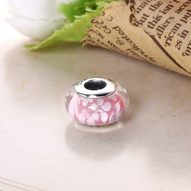 (bilde for) PANDORA Rosa blomst Glass Murano Charm - 791653A - Vis 3