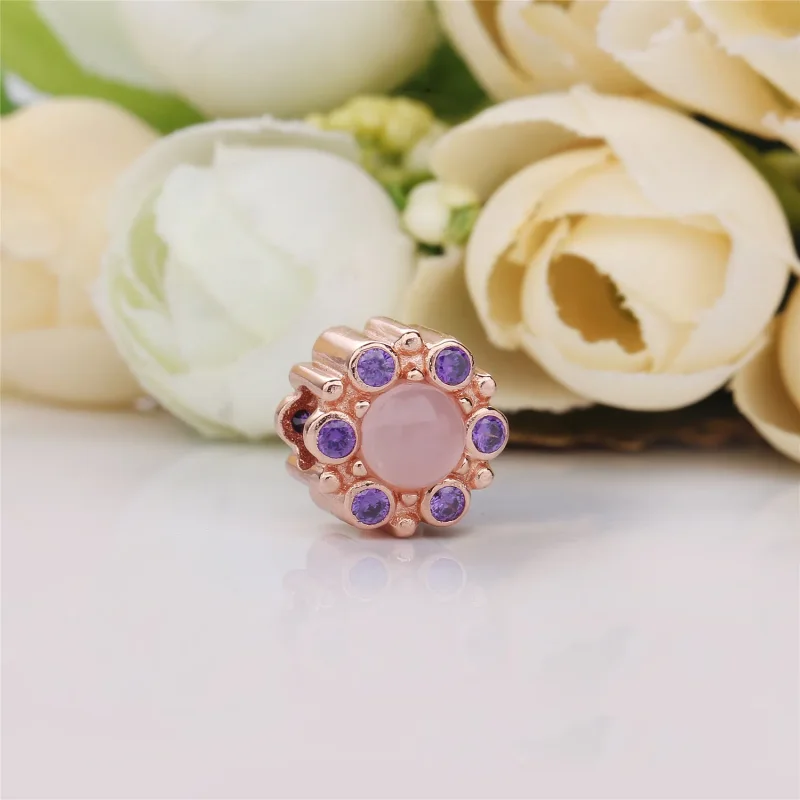 (bilde for) PANDORA Rose charm with pink mist and royal purple crystal - 787658NPM - Vis 2