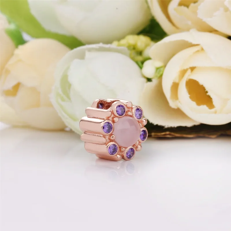 (bilde for) PANDORA Rose charm with pink mist and royal purple crystal - 787658NPM - Vis 3